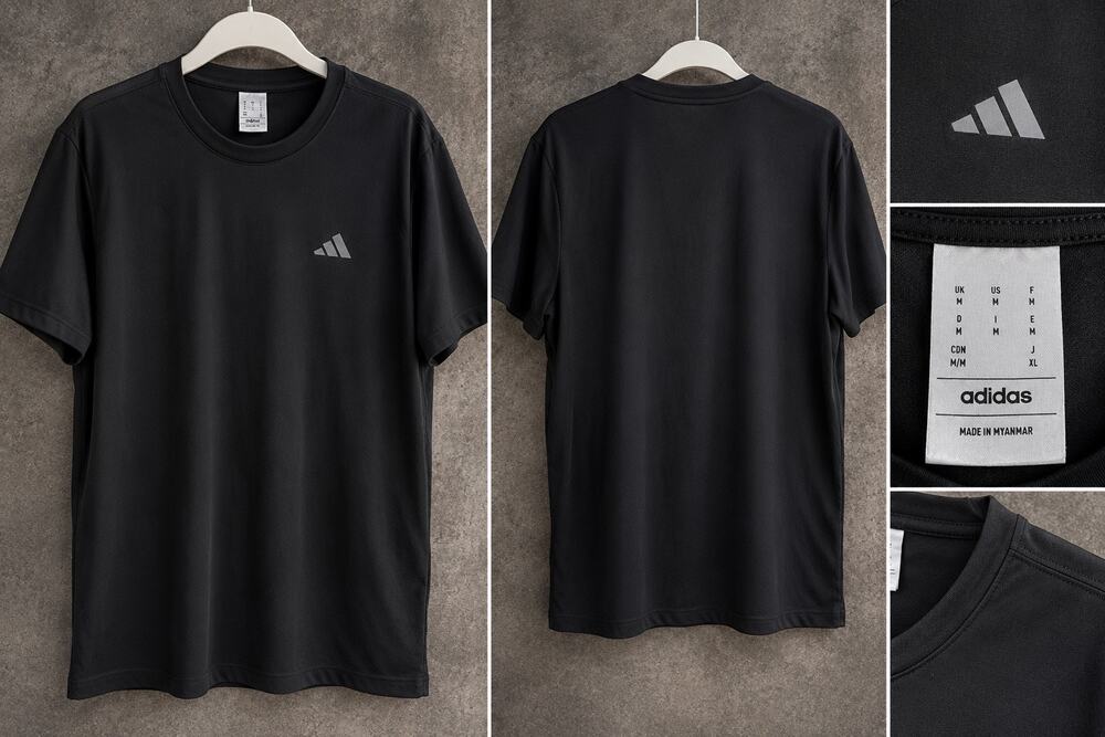 Adidas Men’s Black Athletic Performance T-Shirt Short Sleeve Logo Tee Size M